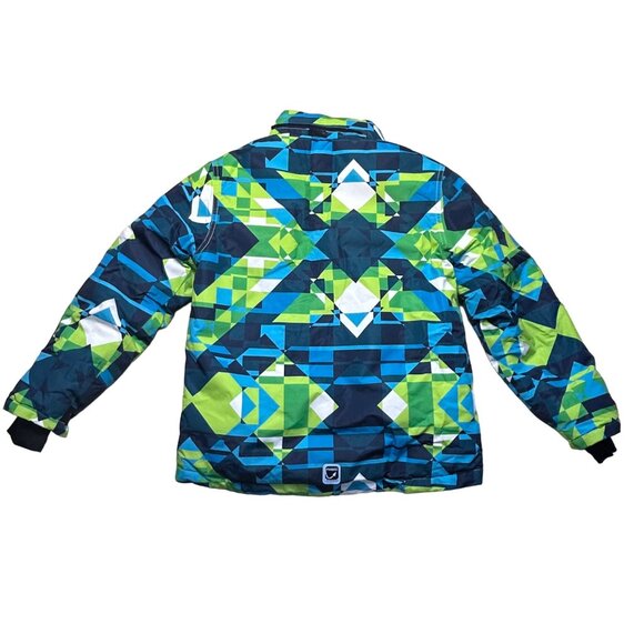 PhiBee Kids Outdoor Jacket Warm Winter Coat Size 11/12 Green Blue White - Picture 8 of 16